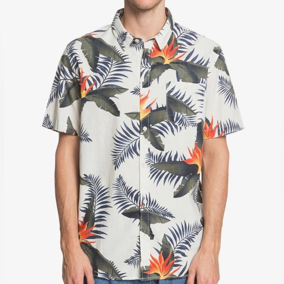 QUIKSILVER Poolslider Button Down Shirt Mens XXL Tropical Print Regular Fit - Picture 2 of 10